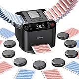 KPAW Automatic Card Shuffler and Dealer - 1-2 Decks Support 12 Players, 4 Drawing Remotes, Built-in Gameplays, 360°/180° Deal, for Poker, UNO, Phase 10, Skip-Bo, Rummy, Texas Hold'em(Black1)