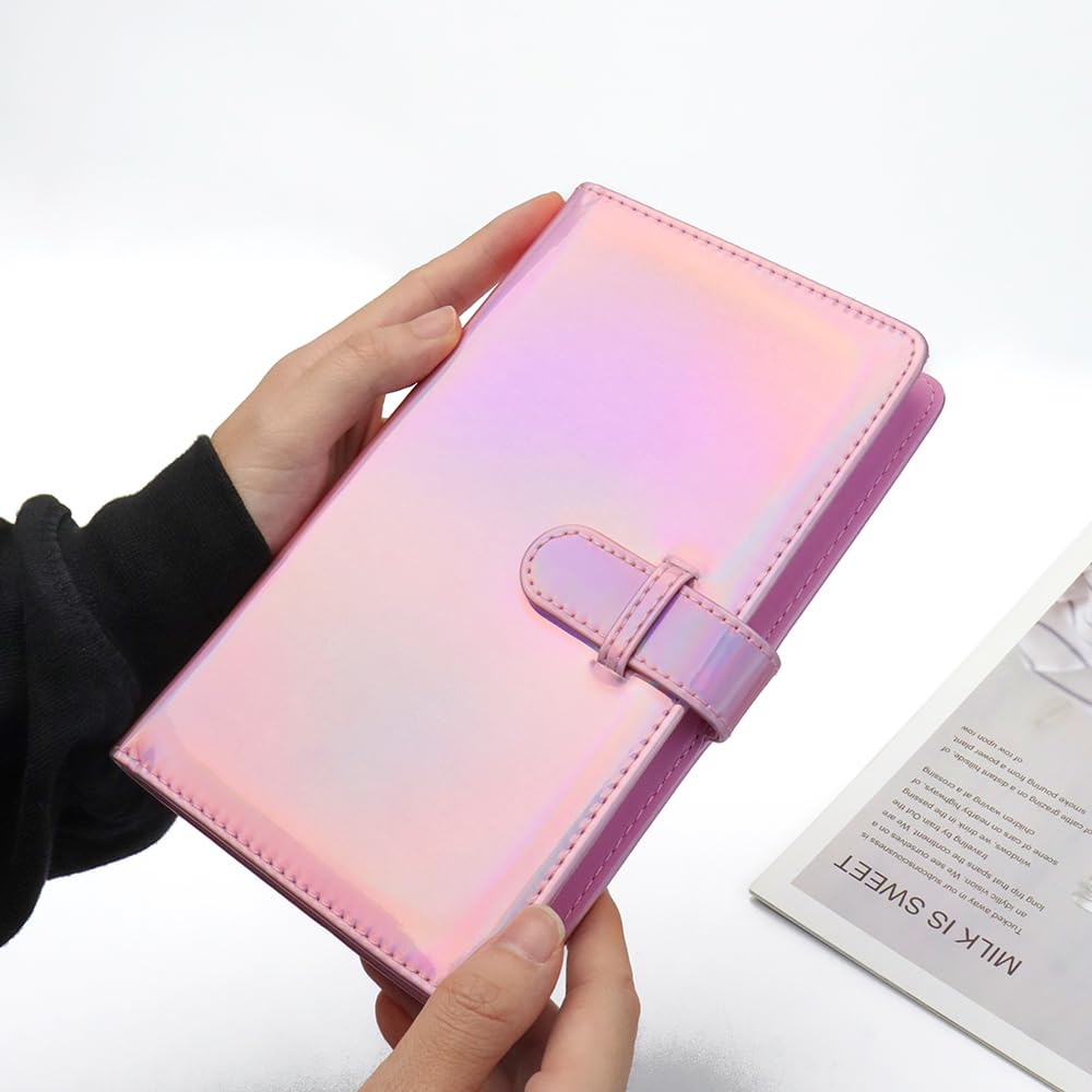 Etui na wizytówki, skóra PU, organizer na karty kredytowe, z 96 przegródkami na karty, przenośny uchwyt na wizytówki, książka, album fotograficzny 7,6 cm, książeczka, różowy, Carry-On, Różowy