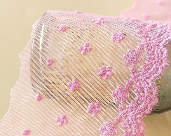 Lace Trim，Pleated Chiffon Lace Edge Trim ，2 Yards Width 9.5cm Delicate Colors Lace Trim Ribbon for Sewing Crafts Garment Cheongsam Decor Lace Fabric Handmade Accessories (Color : Pink, Size : 2yards