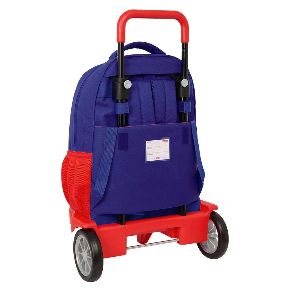 Safta | Mochila Grande con Ruedas Atlético de Madrid Compact Evolution Extraíble, Carro Integrado 93 cm, Espalda y Hombreras Acolchadas, Portabotellas, Bandeja PVC, Medidas 33x22x45 cm