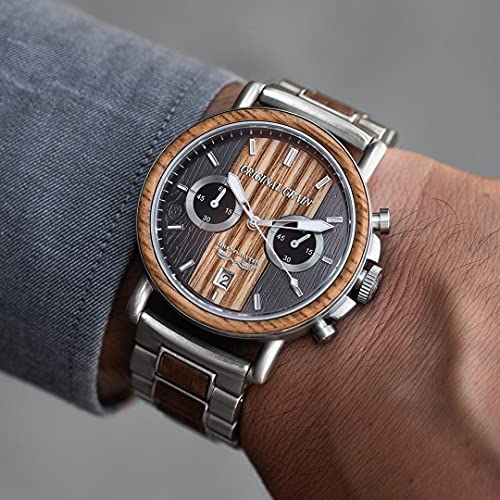Original Grain Men's Brewmaster 44Mm Analog Watch | Alterra Chrono Collection, 316L Stainless Steel, Adjustable Watch Band | 10Atm Water-Resistant & Scratch-Resistant | Bracelet Wrist Watch For Men #TOP7