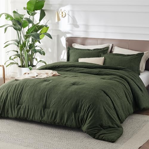image for Bedsure King Size Comforter Set - Dark Green Soft Bedding for All Seas