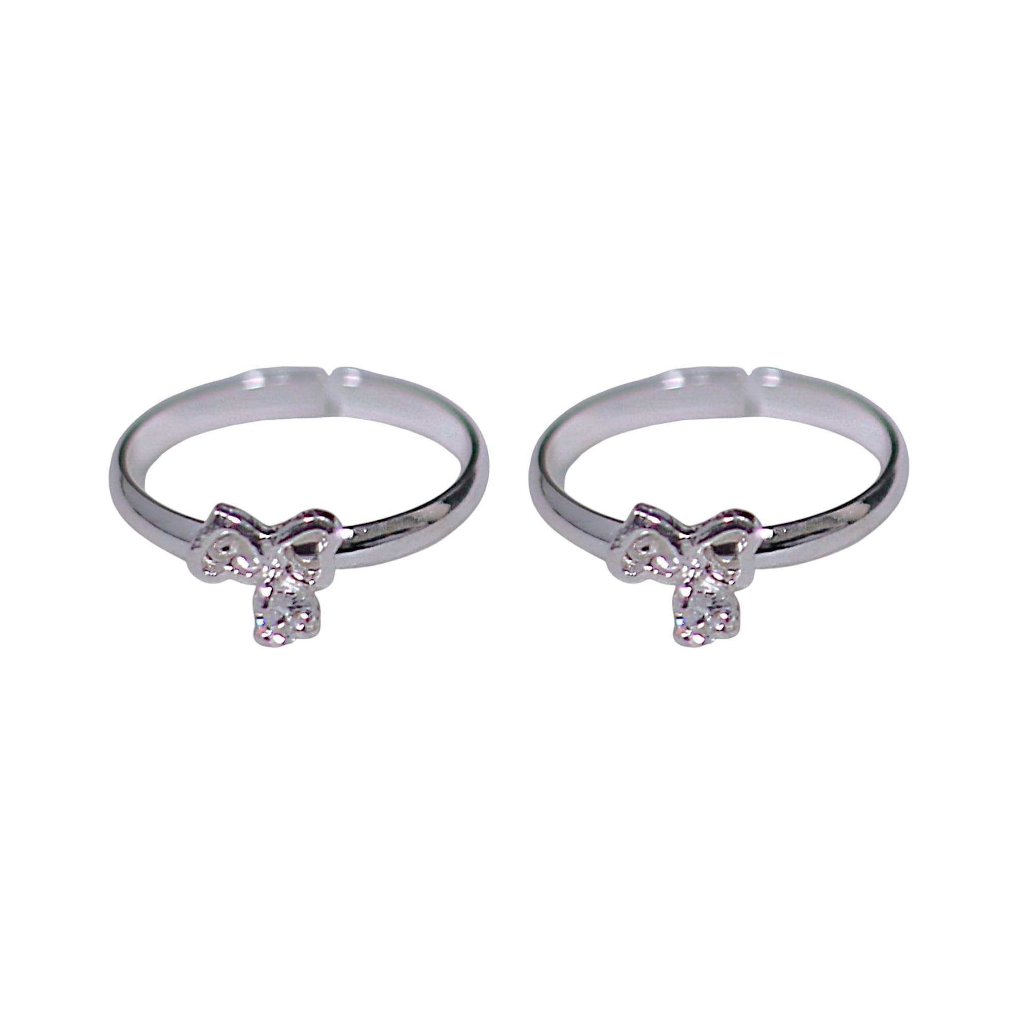 taraash 925 Sterling Silver Adjustable Silver Heart CZ Toe Ring for Women --picture-1