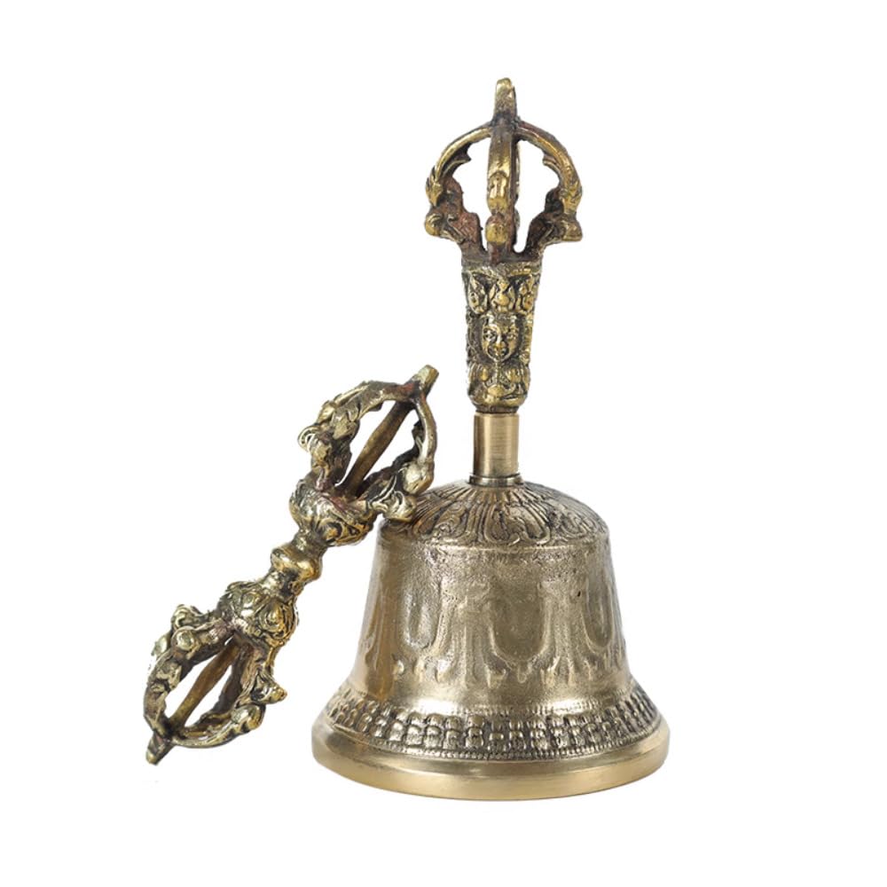 2 campanas de latón que tocan campanas de Dharma, instrumento étnico, Nepal, campanas de cobre