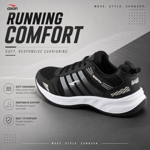 Image of ASIAN Wonder-21 Men's Running Shoes | Lace-Up Shoes with Lightweight Mesh Upper | Cushioned Comfort & Durable Grip for Daily Use