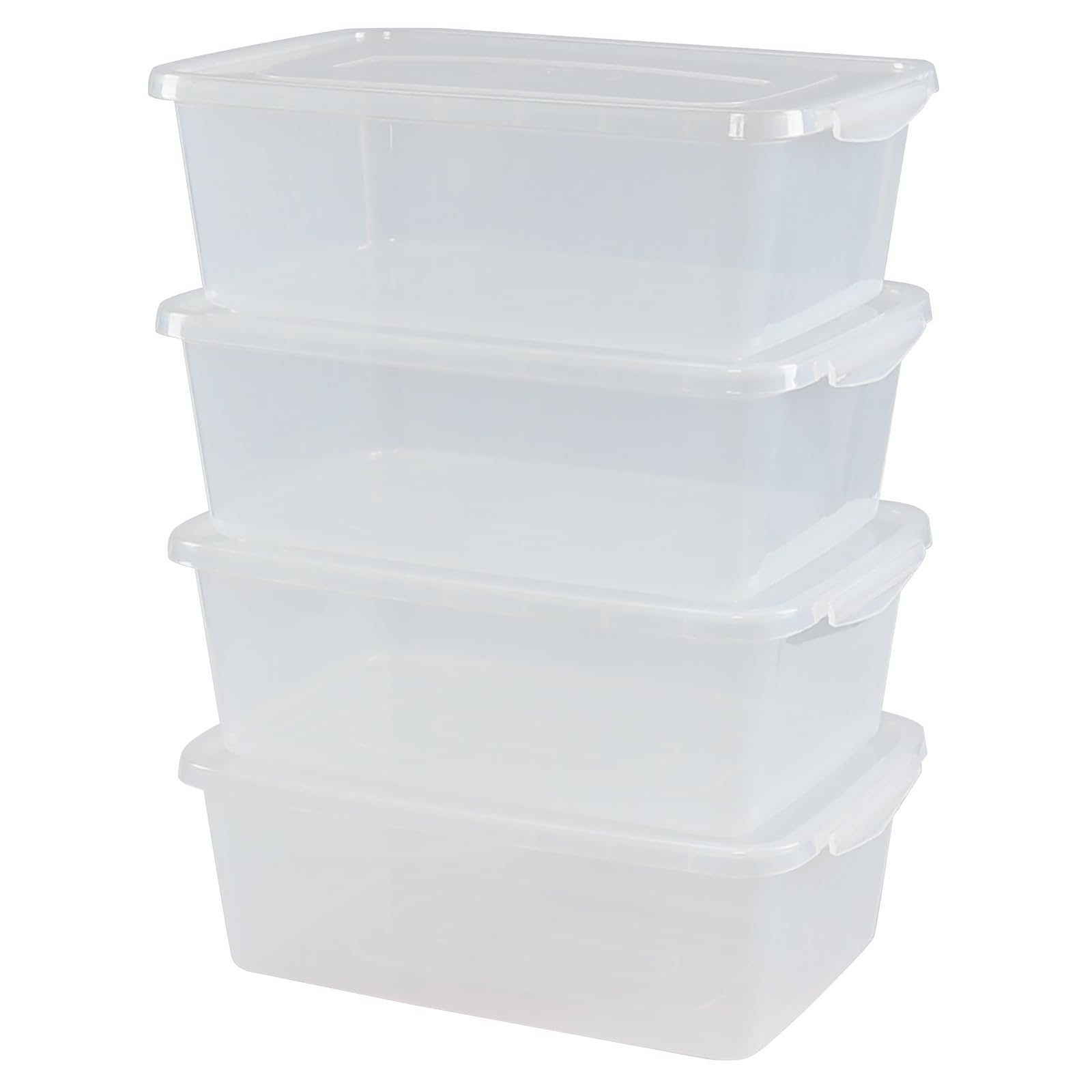 Lot de 4 bacs de rangement transparents de 12,7 litres, boîte de rangement à verrouillage en plastique avec couvercle