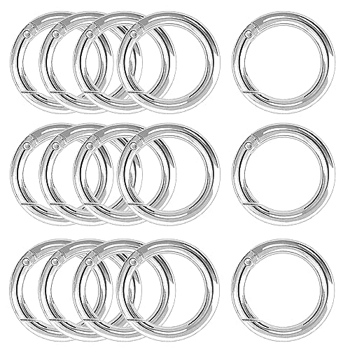 XCSJ 15 Stück Runde Karabiner 39mm Sehr Robust Zinklegierung Runde Karabiner Ring Karabinerhaken Rund Karabiner Rund O Ring für Schlüsselanhänger, Tasche, Schmuck, Diy Handwerk Machen (Silber)