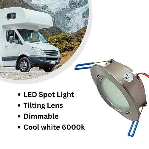 Marvix 4 x LED Spot Lights 12V Tilting Lens 3W Dimmable Cool White 6000k Directional Recessed Downlights For Motorhome Caravan Boat - Image 3