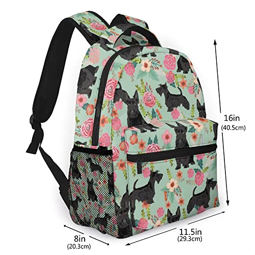 AMRANDOM Black Scottie Dog Backpack Travel Laptop Backpack Durable Water Resistant College Backpack Laptop Bag for Women Men2