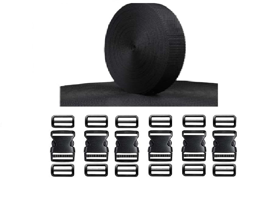 10mt Long Nylon Webbing Strap for Backpack Repairing, Luggage Fastening Strap, Pet Collar Making and More DIY Projects 6 Side Release Buckles Clips, 12 Tri-Glide Slides-image-44