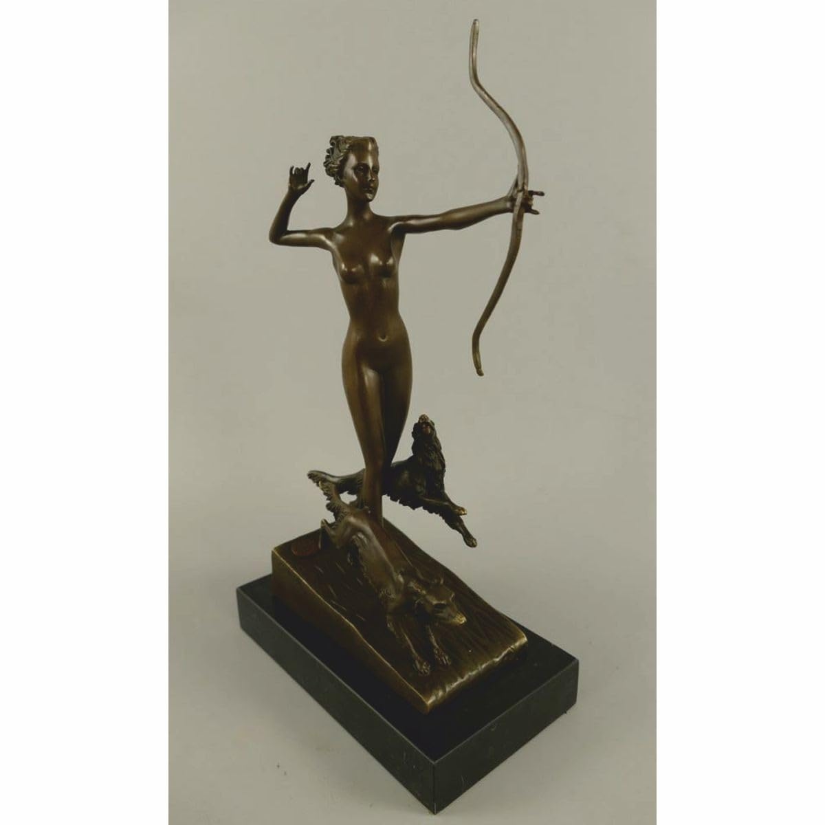 Casa Padrino Escultura Art Nouveau Decorativa de Bronce Mujer con Lazo Bronce/Negro A. 34 cm
