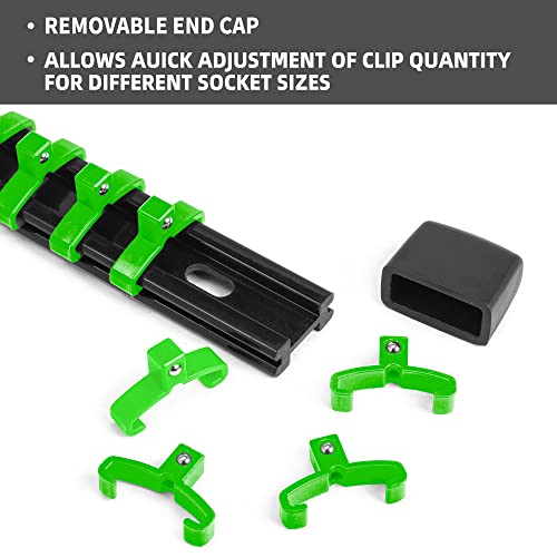 Image of Reniteco 3-Piece Socket Organizer - 1 /4-Inch x 16 Clips, 3 /8-Inch x 15 Clips, 1 /2-Inch x 12 Clips, Heavy Duty ABS Socket Holder, Premium Quality Socket Clip Rail Holder for Tool Box Drawer