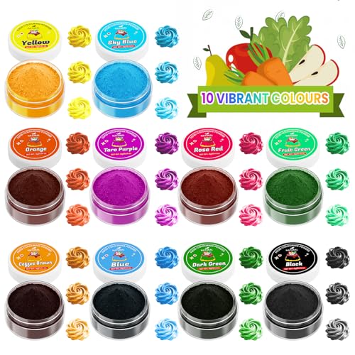 Colorant Alimentaire Naturel - 10 Couleurs Colorant Alimentaire Poudre, 100% Naturelle, sans Colorants Artificiels, Haute Concentration, IdéAl pour la CrèMe, Fondant, Macarons, GâTeaux, PâTisserie – vue 3