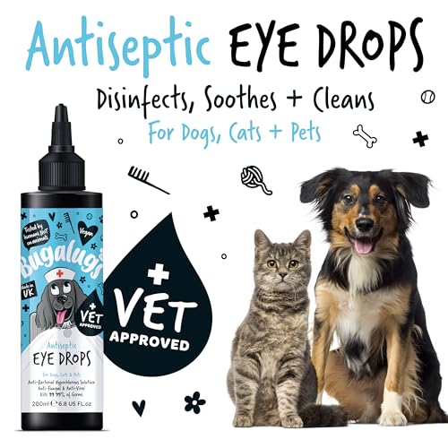 BUGALUGS Dog Eye Drops 200ml, Antiseptic eye drops for dogs, puppy, cats & animals. Antibacterial helps dry, itchy, irritated, gunky & tear stain eyes. Eye Wash Cleaner - Image 3
