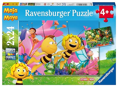 Ravensburger Kinderpuzzle - 09093 Die kleine Biene Maja - Puzzle für Kinder ab 4 Jahren, Biene Maja Puzzle mit 2x24 Teilen