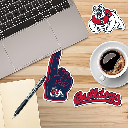 Image of Fresno State University Vinyl Sticker Pack - 9 Waterproof Bulldogs Logos, Helmet, Mascot, Paw & Pennant Decals for Laptop, Water Bottle, Tablet, Car, Skateboard & More
