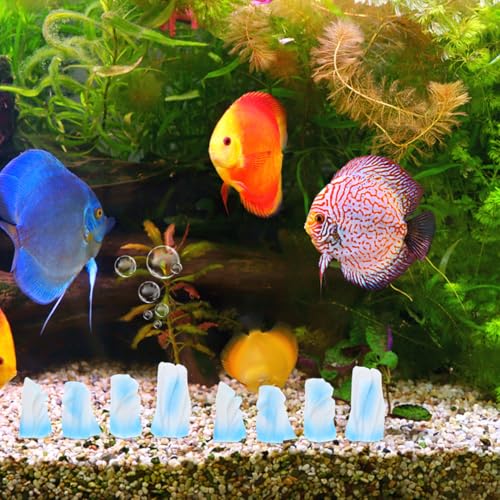Image of UKCOCO 8-Piece Mini Resin Iceberg Aquarium Ornaments - Safe Salt & Freshwater Decor for Fish, Turtles, Reptile Tanks, Table Display
