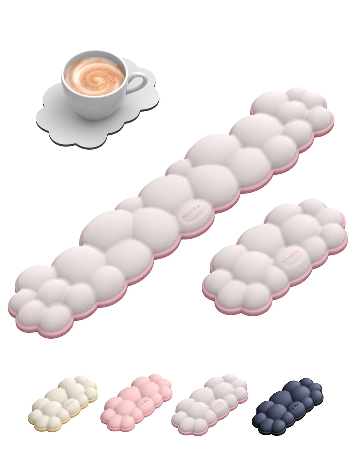 Cloud Keyboard Wrist Rest Set – Memory Foam Wrist Pad - White