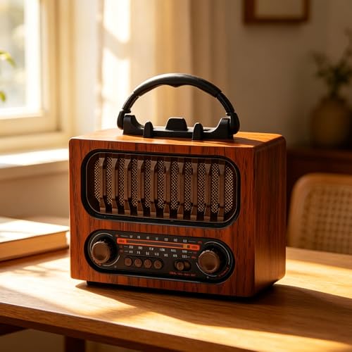 Garsent Radio con Altavoz Bluetooth Retro, Radio Portátil Am FM SW con Antena Telescópica, Vintage Recargable para el Hogar, Coche, Viajes, Camping