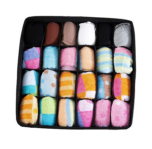MCIGICM Underwear Drawer Organizer, Bra Houseware Closet Underwear Organizer Drawer Divider, Foldable Storage Box for Bras, Underwear, Socks, Neck Ties