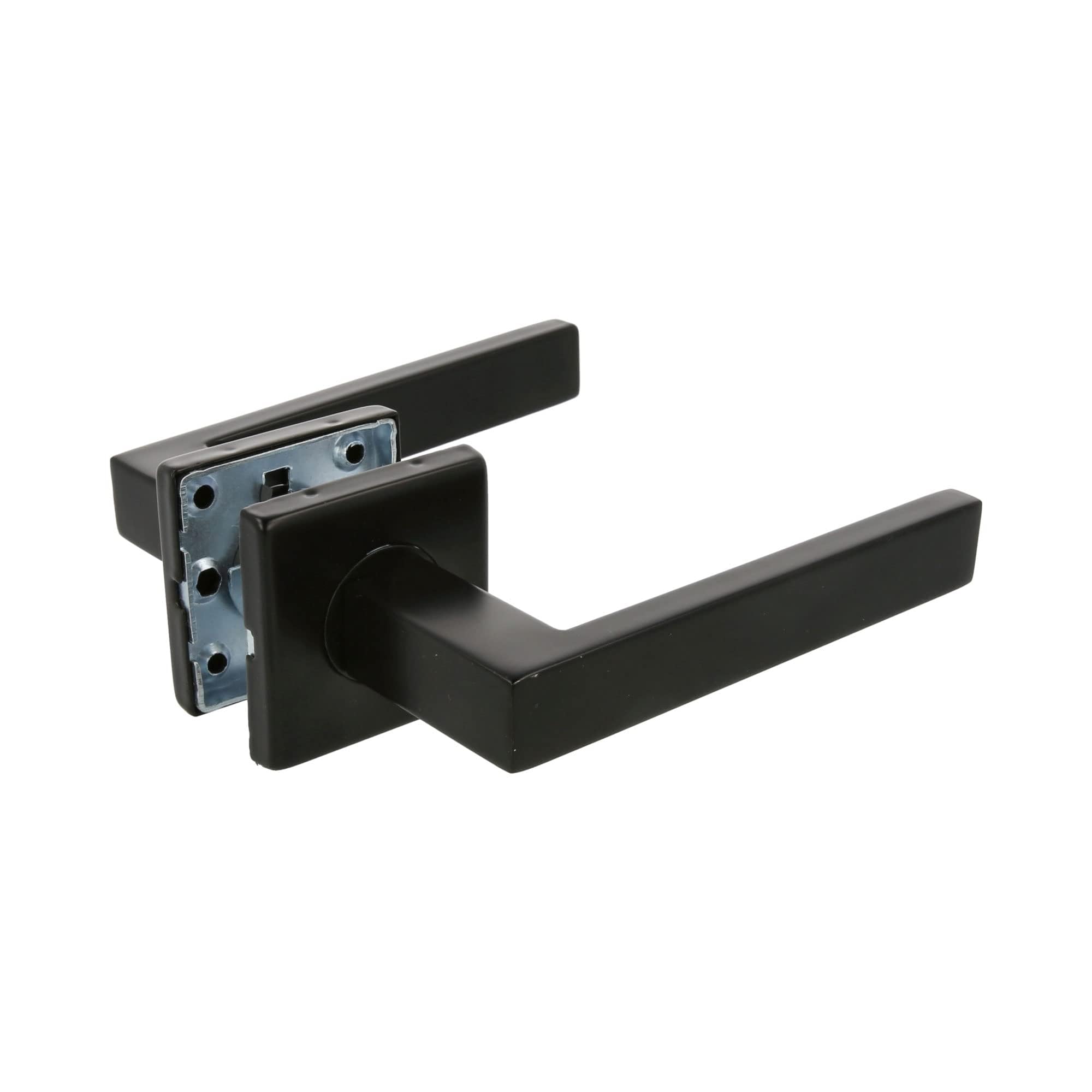 Amig Black/White - Set Of Handles With Internal Rosette For Doors - Mod. Suki - 54 X 54 Mm - Square 8 Mm - Elegant And Simple Design - Stainless Steel