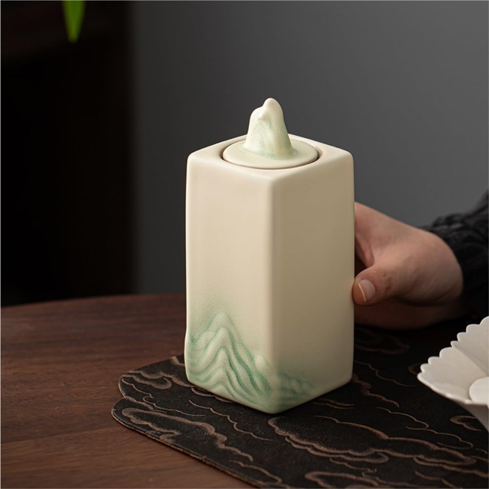HLTYGWX Pojemnik na herbatę Ceramiczny luzem słoik do przechowywania herbaty Kuchnia domowa Słoik do przechowywania przypraw Zamknię słoik Retro chiński zestaw do herbaty Pojedynczy słoik Puszka na