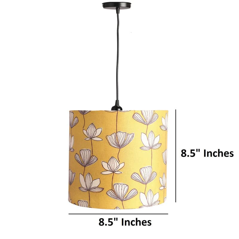 Image of Mustered Junoon Color, Classic Pendant Drum Lamp Shade, Decorative Light Lamp, Hanging Spotlight with Fixture (Beige), 40Watts, Silver Canopy -: Pack of 1 (8.5 * 8.5 Inches)