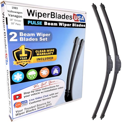 WiperBladesUSA Wiper Blades Set w/ 1yr warranty compatible with Volkswagen Vanagon 1983 Wipers (Set of 2) Pulse Wipers