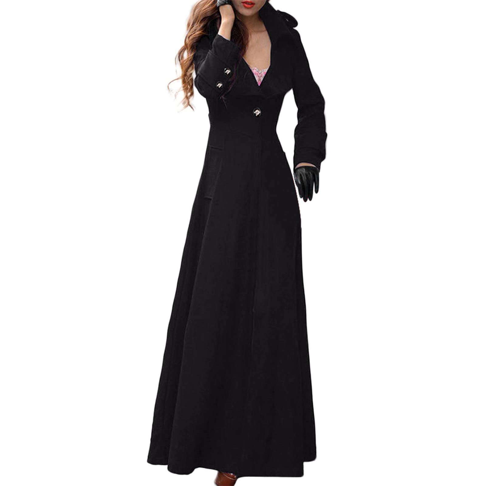 Wintermantel Damen Lang Warm Langer Trenchcoat Für Damen Slim Fit Mantel Damen Winter Dicke Winterjacke Damen Warme Jacke Damen Winter Lang Elegant Wollmantel Damen Einfarbig Fleecejacke Frauen