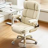 Big and Tall Bürostuhl 500lbs, 5D Armlehnen, Schwerlast Chefsessel aus Leder mit Verstellbarer Lendenstütze, Hoher Rücken, Komfortabler Schreibtischstuhl für Büro und Zuhause, Beige
