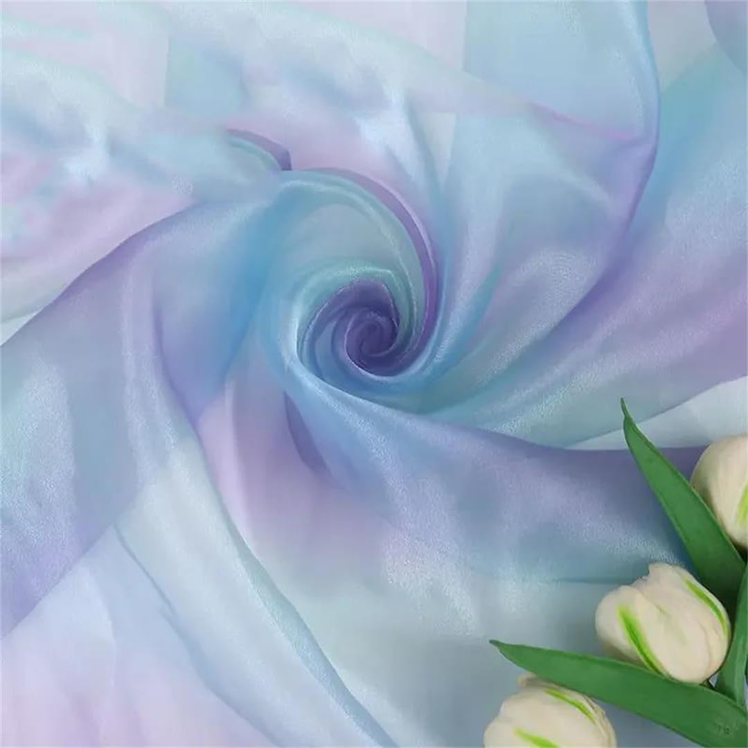 Tela de tul suave, Tela De Organza Degradada Por Metro for Decoración Costura, Multicolor, 100cm X 142cm(En8 Blue Purple)