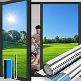 Niviy Vinilo Espejo para Ventanas Privacidad 44.5x200cm Vinilos para Cristales Efecto Espejo Anti UV Anti Calor Vinilo Ventana Privacidad para Hogar Oficina Plata