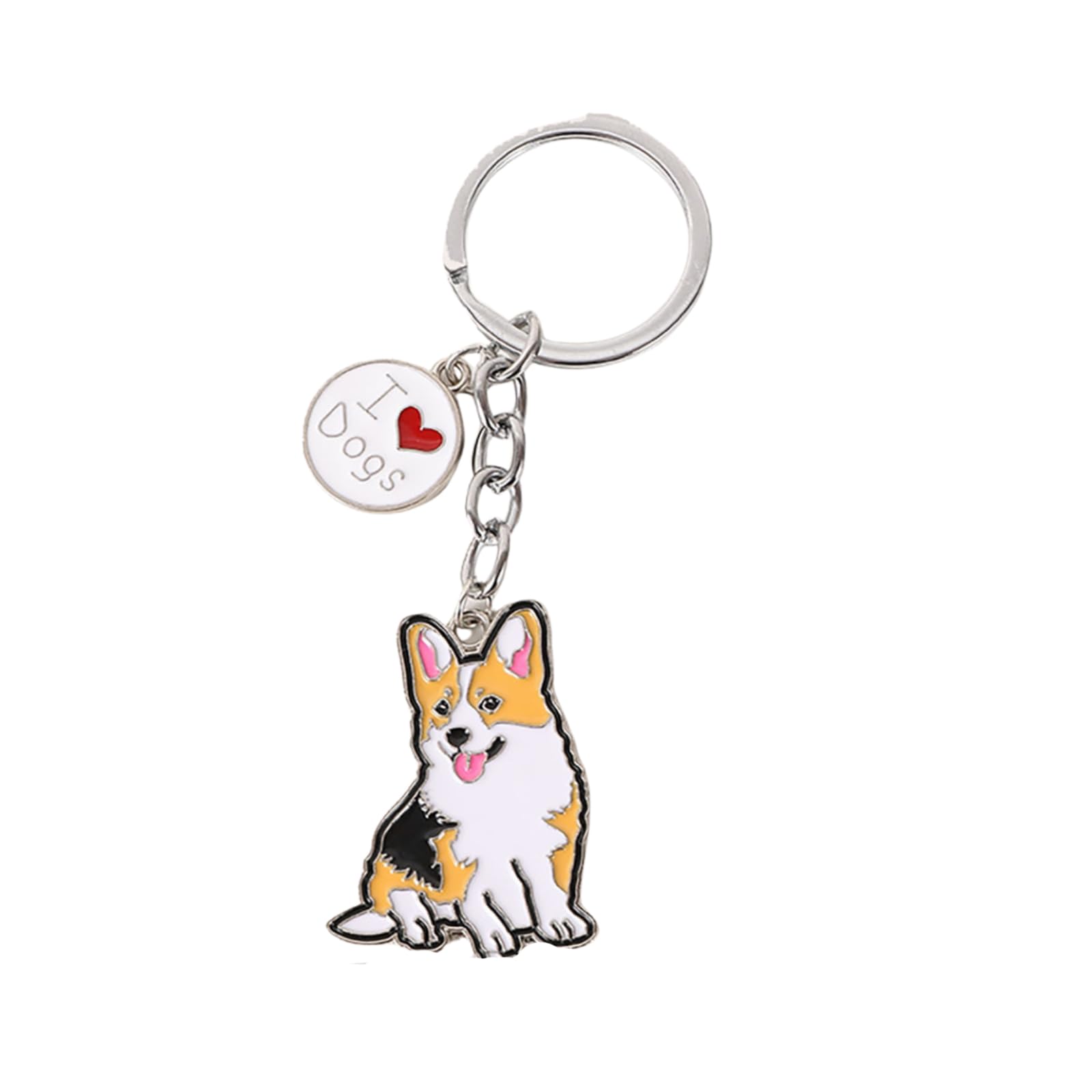BT Bear Keychain,Dog ID Tag Cute Metal Dog Keychain Keyring Keyfob Bag Charm (Corgi)