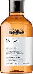 L'Oréal Professionnel NutriOil, Shampoo de Nutrição Intensa com Óleo de Coco, Ideal para Cabelos Secos e Sem Brilho, Limpeza Suave, Mais Maciez e Brilho 300ml