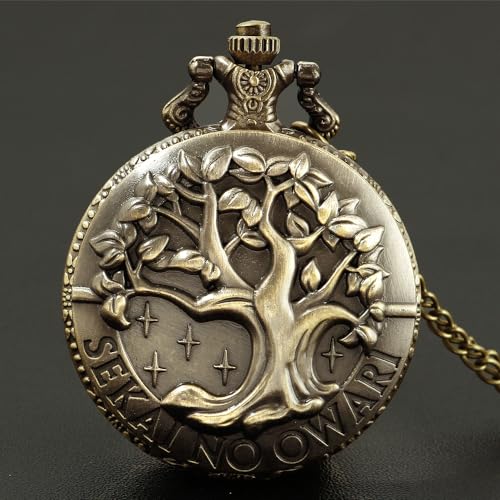 Image of Tiong Pocket Watch Hollow Tree of Life Design Roman Numerals Engraved Bible Verse Quartz Pocket Watch with Chain Custom Pocket Watch Birthday Gifts