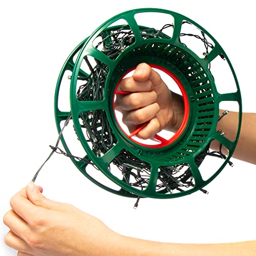 com-four® Kabelaufroller - Kabeltrommel leer aus Kunststoff - Seiltrommel als Organizer für Kabel, Lichterketten, Bänder und Drähte (01 Stück - Aufroller)