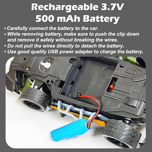 Image of VGRASSP Rechargeable Racing Car Toy for Kids with 2.4 GHz Long Range Remote Control - 1:16 Scale Joystick RC Sports Vehicle (Dark Green)