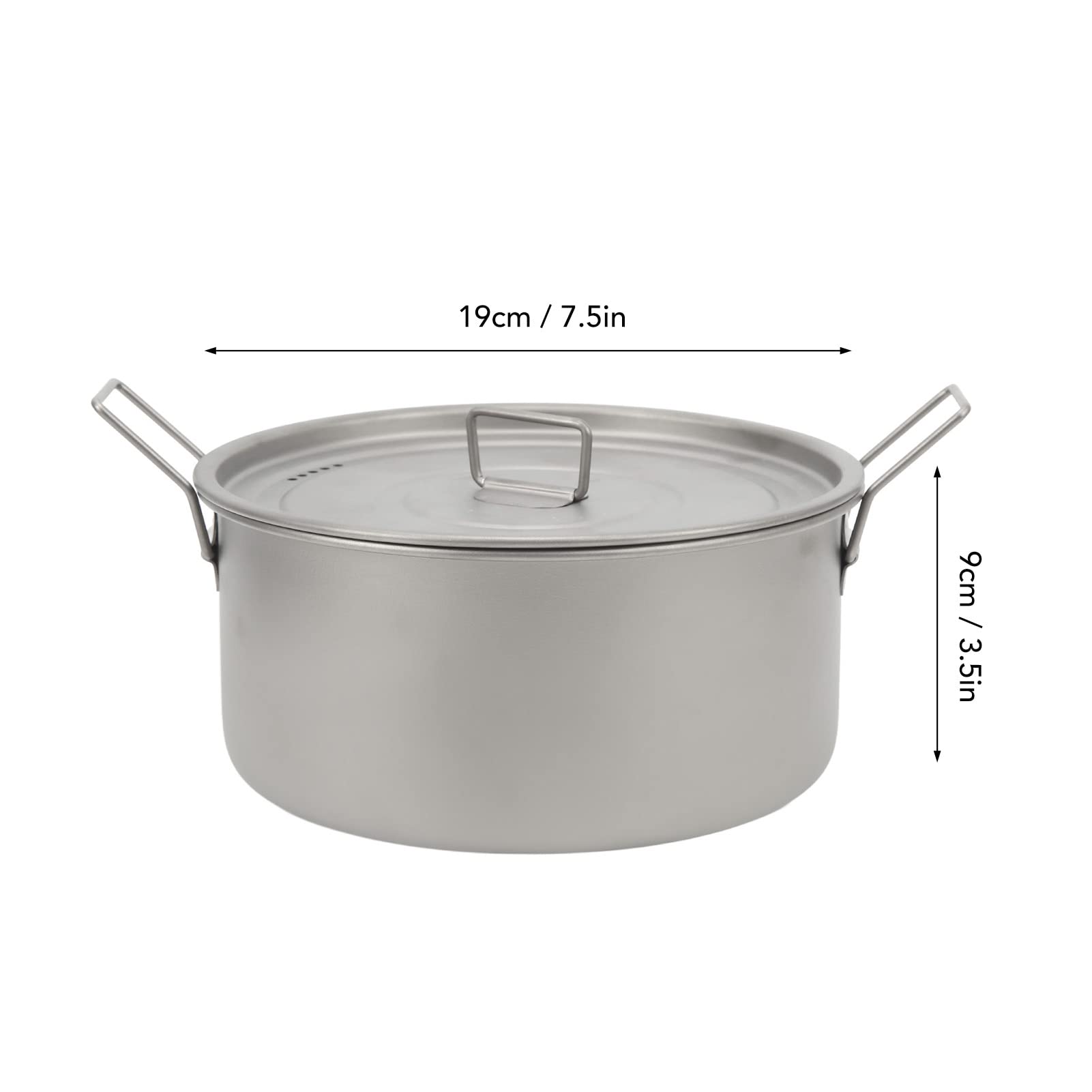 Runder Topf aus Titan, ultraleichter Klappgriff mit abgerundeten Kanten, Mehrzweck-Campingtopf zum Kochen von Eiern und Nudeln