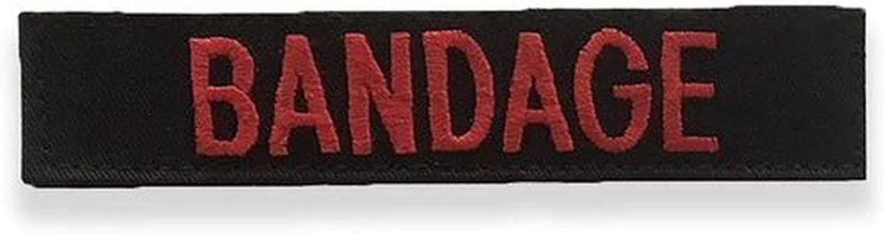 Medical Name Tapes - 1" x 5" for Packs and Pouch Designations (Bandage-Red on Black)