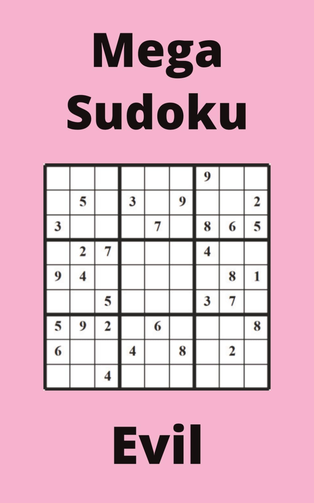 Pink Mega Sudoku Book, 9x9 Puzzles, 50 Pages, 5x8, Evil