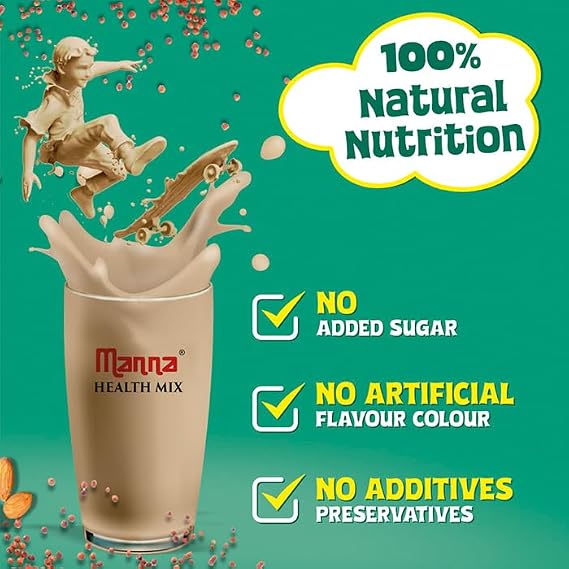 Manna Health Mix | 100% Natural Drink for Kids | 14 Natural Ingredients | Millets | Sathu Maavu | Porridge Mix | No Sugars & No Additives 907g / 2lb