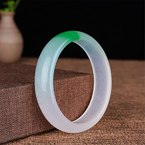 Bracelet en jade véritable flottant fleur verte jonc rond - 5