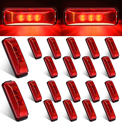 Yahenda 20 Pieces 3.9 Inch 3 Led Trailer Marker Lights Waterproof Led Trailer Side Marker Light Rectangle Trailer Running Lights For Truck Rv Exterior Marker Lights Accessories (Red) #TOP25