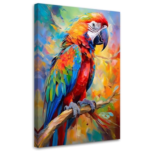 Feeby - Impression sur Toile - Tableaux Decoratifs Muraux - Perroquet Abstraction animale - 60x90 1partie - Decoration Salon - Photo sur toile Cadeau - Tableau...