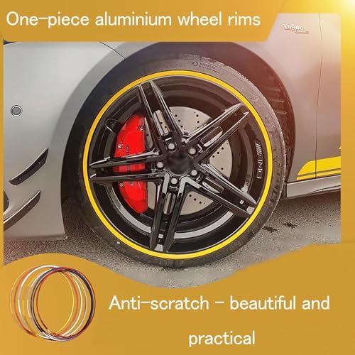 Gold Aluminum Alloy One-Piece Wheel Protection Ring, Self-Adhesive & Easy to Install, 21in, Fits Multiple Models, Durable Wheel Guard, Effective Scratch & Damage Protection