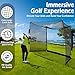Golf Net with Simulator Impact Screen, 11 FT x 8 FT Golf Practice Hitting Net, HD Blank Impact Screen and Target Cloth for Driving Swing, Home Garage Backyard
