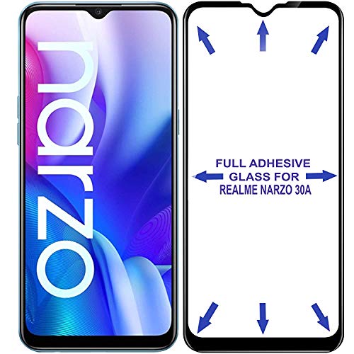 Image of Screen Protector for Realme Narzo 30A (Black) Tempered Glass Edge-to-Edge 6D Screen Guard With Installation Kit