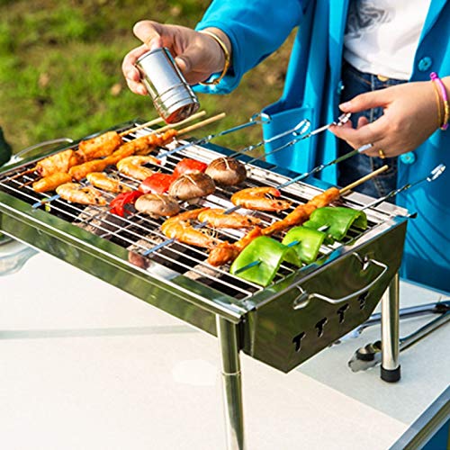 Generic 10Pcs 45Cm (15.7In) Metal BBQ Skewers W/Ring Hole Long Barbecue