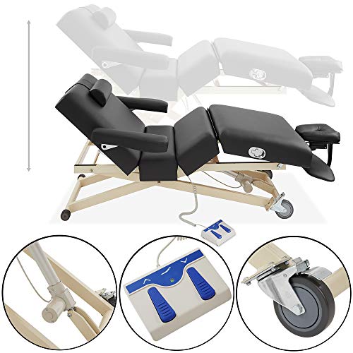 Saloniture Professional 4-Section Electric Lift Massage Table - Includes Armrest, Headrest, Face Cradle And Bolster - Black #TOP4