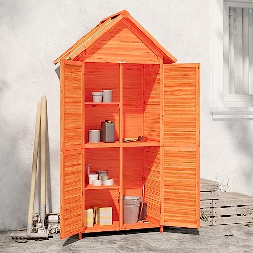 Gecheer Garden Shed Wooden Garden Tool Shed, Outdoor Garden Storage Shed, Gardening Tool Storage Garden Storage Furniture Brown 89x52.5x175 cm Solid Wood Pine Garden Shed